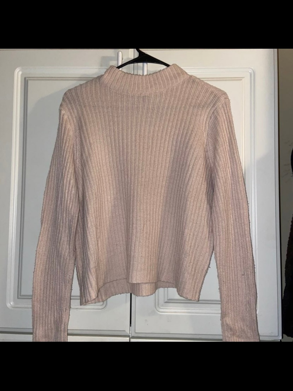 Cozy Ribbed Mock-Neck Sweater in Light Pink - Women